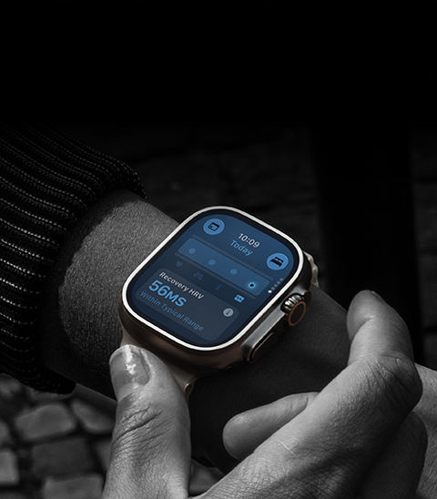 Person wearing Apple Watch Ultra 4 on wrist, Daytime Vitals slightly off