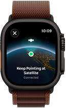 Apple Watch Ultra 4, titanium case, black color, satellite connection, right side exterior, Digital Crown, raised side button, Alpine Loop band, burgundy color