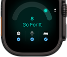 Apple Watch Ultra 4, titanium case, black color, readiness score of 8, right side exterior, Digital Crown, raised side button