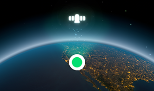 Globe showing user location with satellite icon above